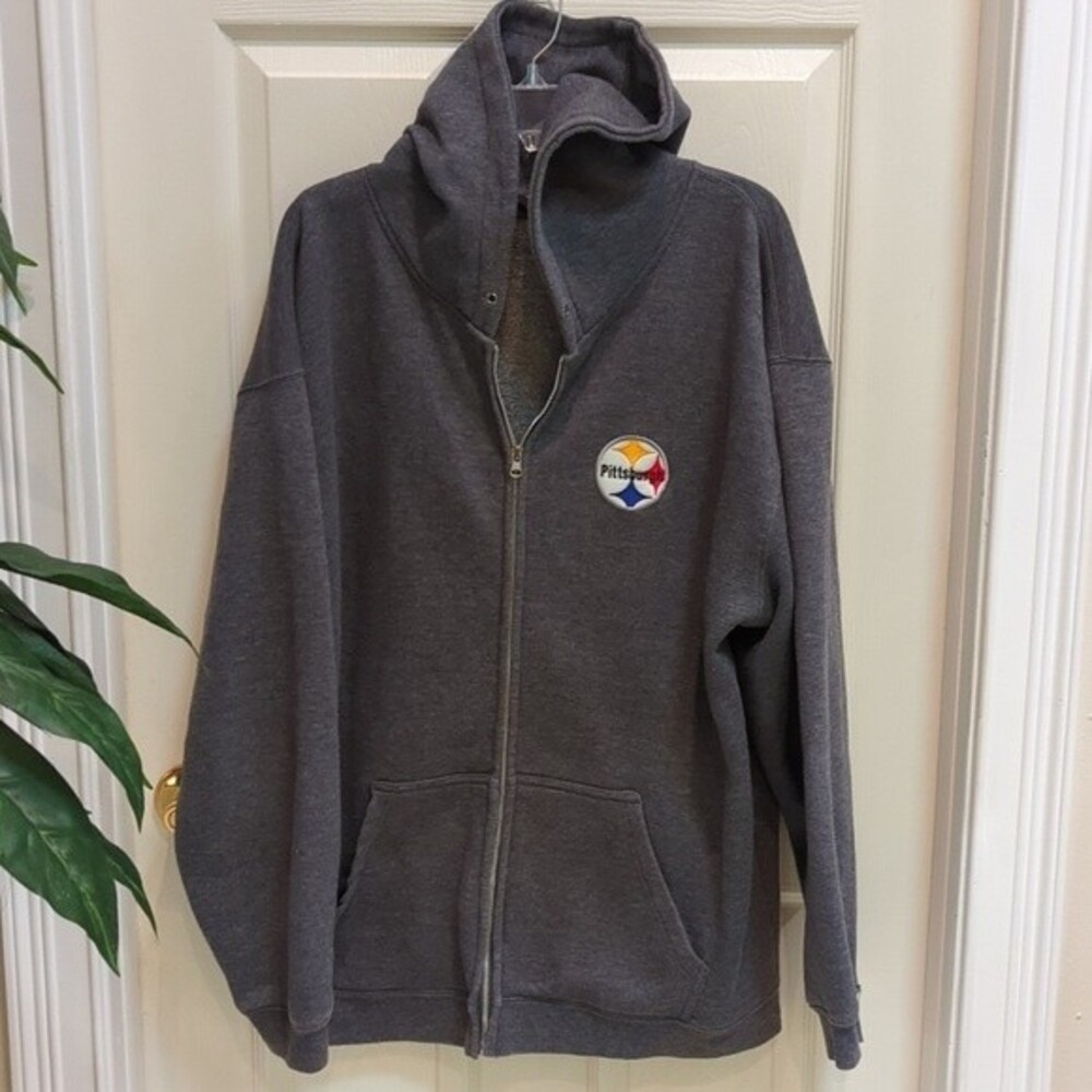 Pittsburgh Steelers Men's Gray Zip-Up Hoodie Size XL